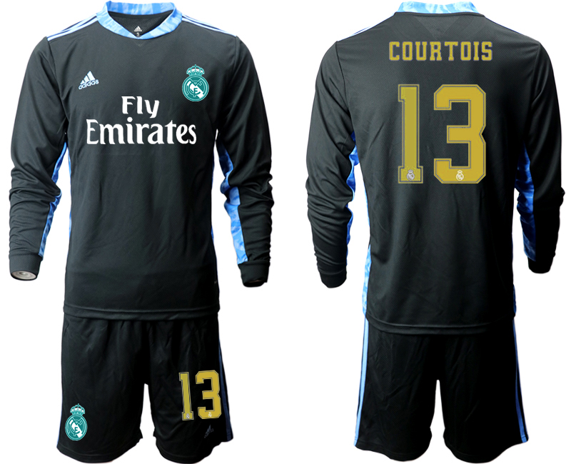 2020-21 Real Madrid black goalkeeper 13# COURTOIS long sleeve soccer jerseys