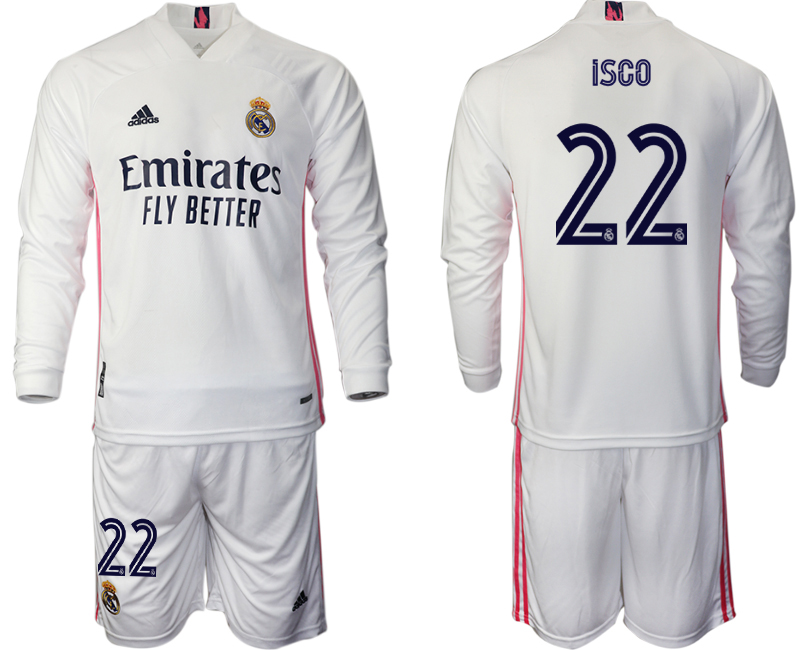 2020-21 Real Madrid home 22# ISCO long sleeve soccer jerseys