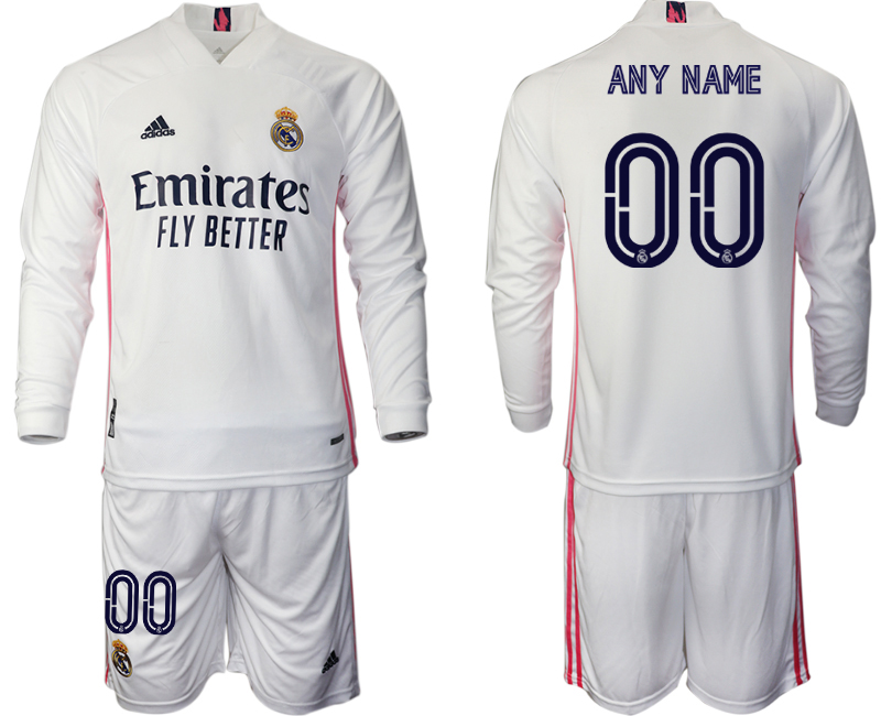 2020-21 Real Madrid home any name custom long sleeve soccer jerseys