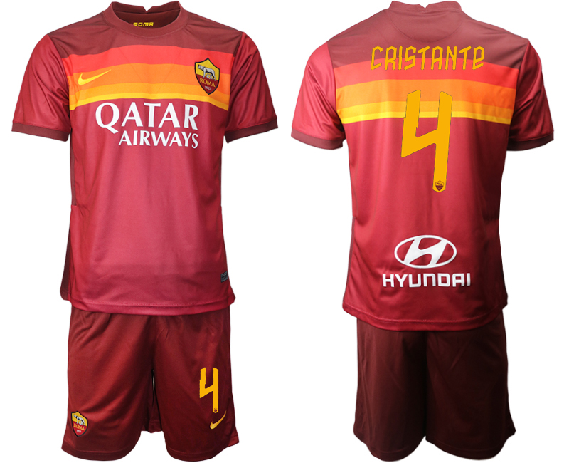 2020-21 Roma 4 CRISTANTE Home Soccer Jersey