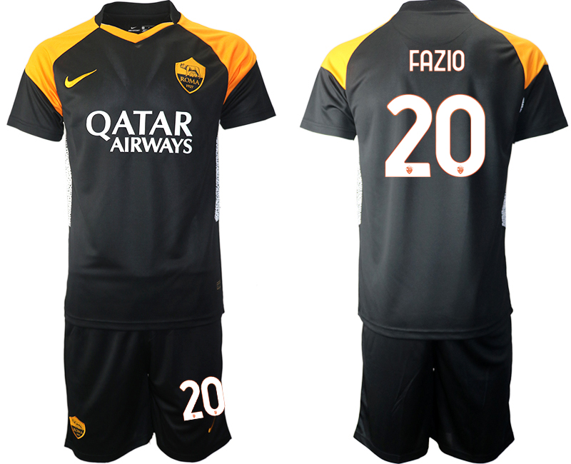 2020-21 Rome away 20# FAZIO black soccer jerseys