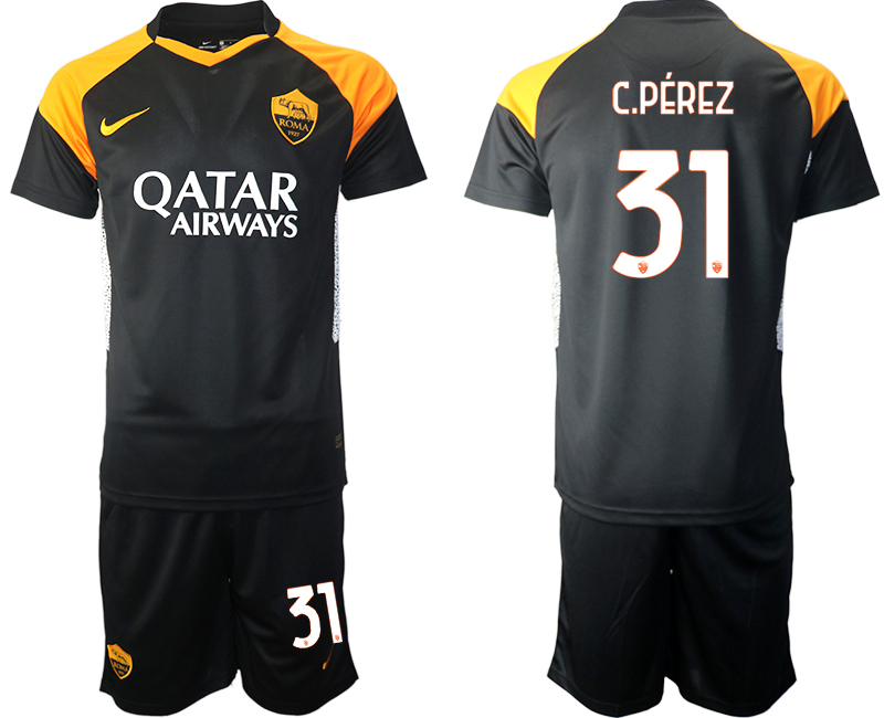 2020-21 Rome away 31# C.PEREZ black soccer jerseys