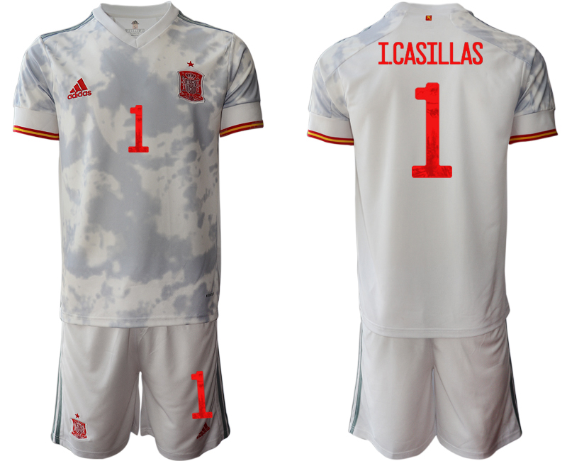 2020-21 Spain away 1# I.CASILLAS white soccer jerseys