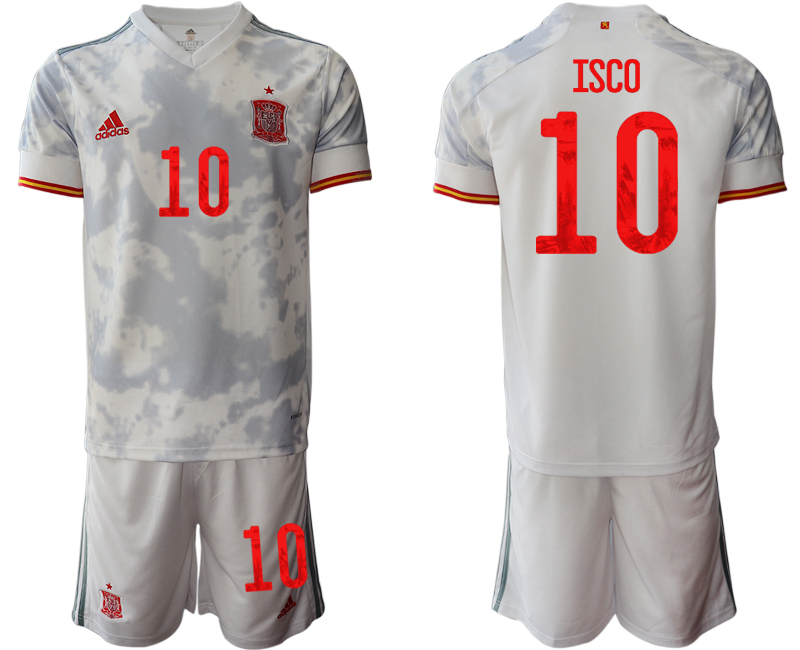 2020-21 Spain away 10# ISCO white soccer jerseys