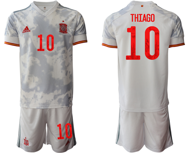 2020-21 Spain away 10# THIAGO white soccer jerseys