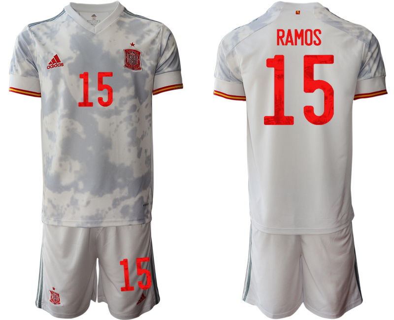 2020-21 Spain away 15# RAMOS white soccer jerseys