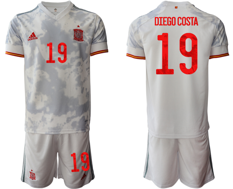 2020-21 Spain away 19# DIEGO COSTA white soccer jerseys