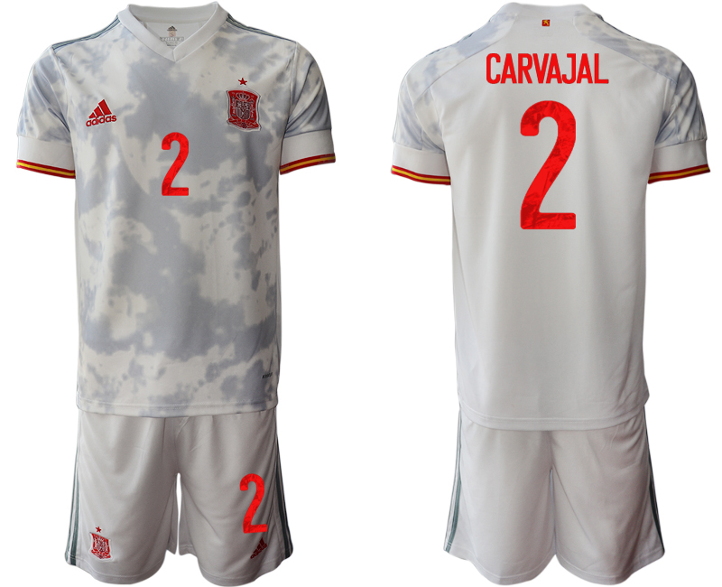 2020-21 Spain away 2# CARVAJAL white soccer jerseys