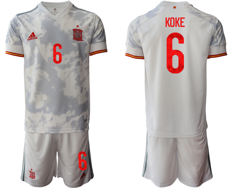 2020-21 Spain away 6# KOKE white soccer jerseys