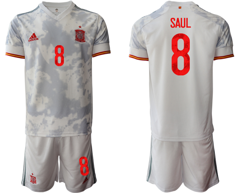 2020-21 Spain away 8# SAUL white soccer jerseys