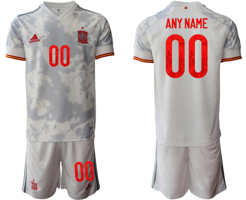 2020-21 Spain away any name custom white soccer jerseys