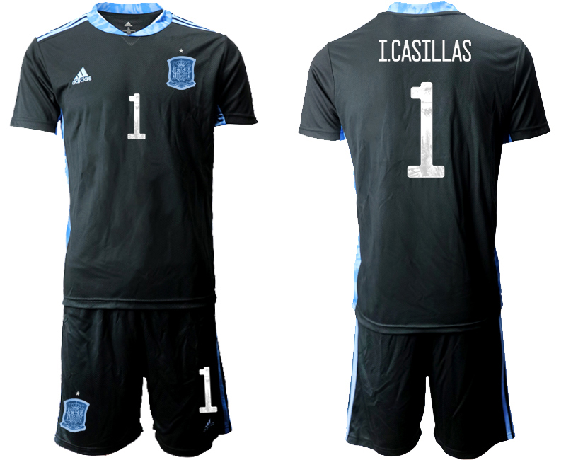 2020-21 Spain black goalkeeper 1# I.CASILLAS soccer jerseys