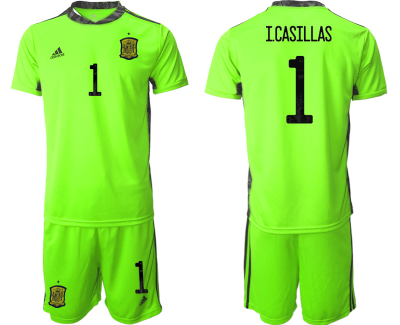 2020-21 Spain fluorescent green goalkeeper 1# I.CASILLAS soccer jerseys