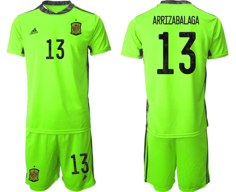 2020-21 Spain fluorescent green goalkeeper 13# ARRIZABALAGA soccer jerseys