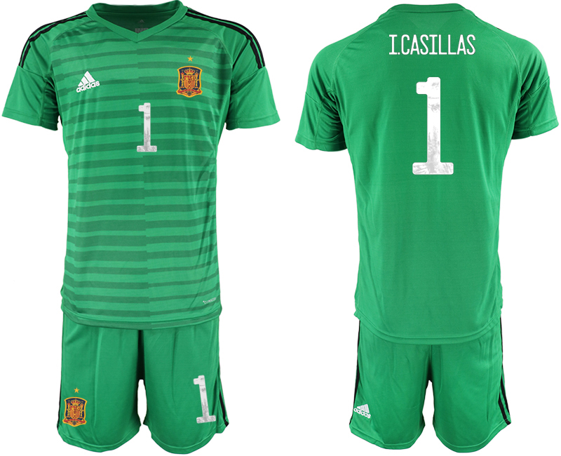 2020-21 Spain green goalkeeper 1# I.CASILLAS soccer jereys