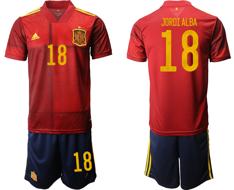 2020-21 Spain home 18# JORDI ALBA soccer jerseys