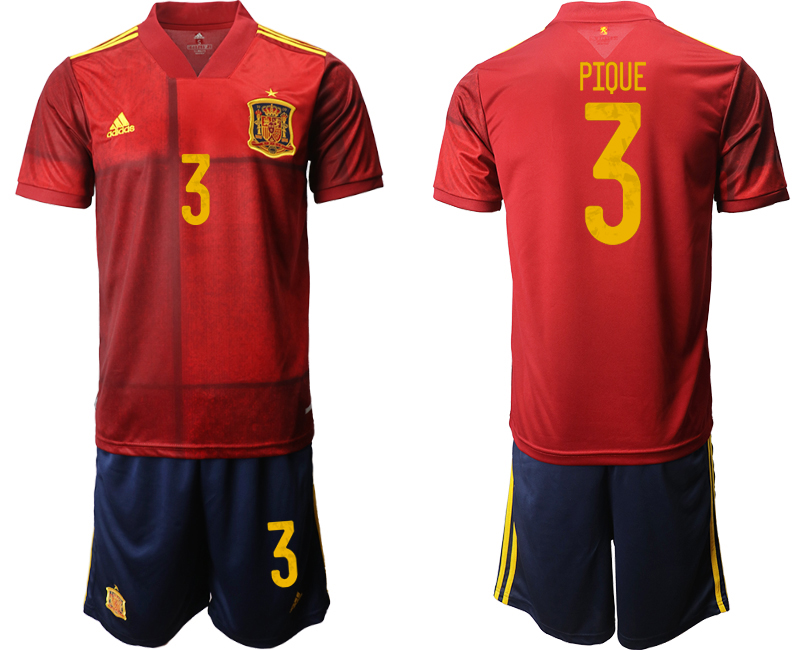 2020-21 Spain home 3# PIQUE soccer jerseys