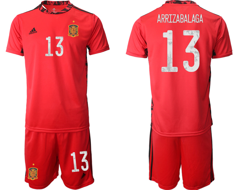 2020-21 Spain red goalkeeper 13# ARRIZABALAGA soccer jerseys