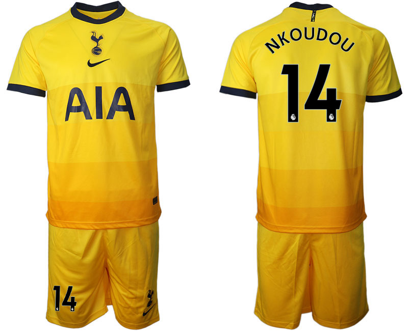 2020-21 Tottenham Hotspur away 14# NKOUDOU yellow soccer jerseys