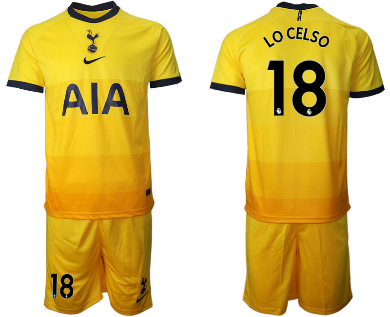 2020-21 Tottenham Hotspur away 18# LOCELSO yellow soccer jerseys