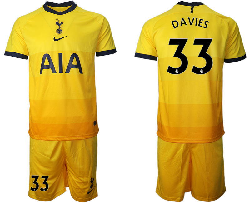 2020-21 Tottenham Hotspur away 33# DAVIES yellow soccer jerseys