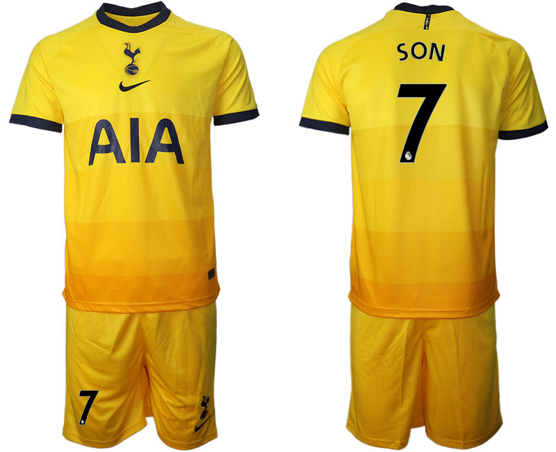 2020-21 Tottenham Hotspur away 7# SON yellow soccer jerseys