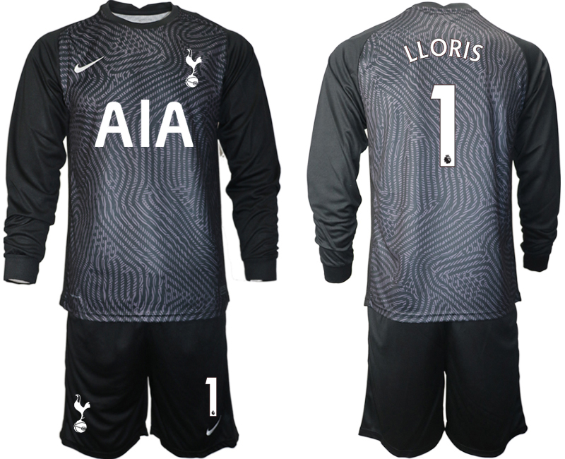 2020-21 Tottenham Hotspur black goalkeeper 1# LLORIS long sleeve soccer jerseys