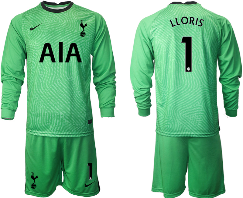 2020-21 Tottenham Hotspur green goalkeeper 1# LLORIS long sleeve soccer jerseys