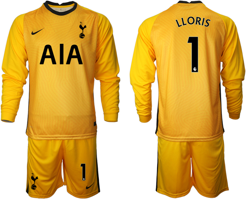 2020-21 Tottenham Hotspur yellow goalkeeper 1# LLORIS long sleeve soccer jerseys