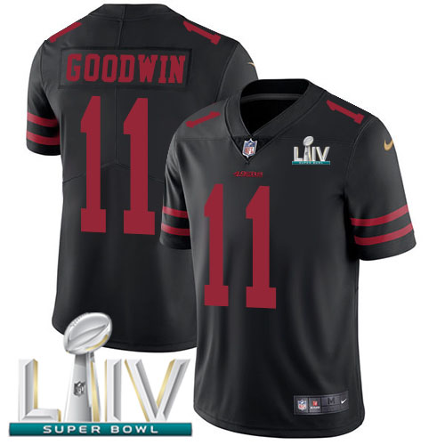 Nike 49ers #11 Marquise Goodwin Black Super Bowl LIV 2020 Alternate Men's Stitched NFL Vapor Untouchable Limited Jersey