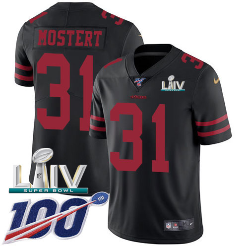 Nike 49ers #31 Raheem Mostert Black Super Bowl LIV 2020 Alternate Men's Stitched NFL 100th Season Vapor Untouchable Limited Jersey