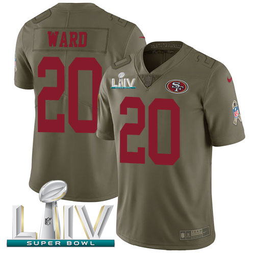 Nike 49ers #20 Jimmie Ward Olive Super Bowl LIV 2020 Men's Stitched NFL Limited 2017 Salute To Service Jersey