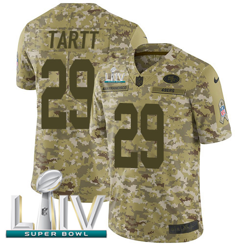 Nike 49ers #29 Jaquiski Tartt Camo Super Bowl LIV 2020 Men's Stitched NFL Limited 2018 Salute To Service Jersey