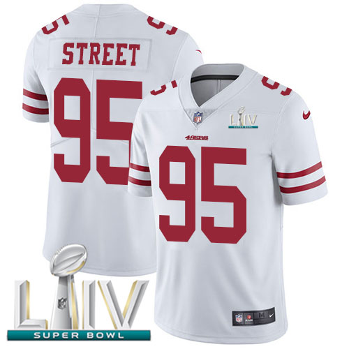 Nike 49ers #95 Kentavius Street White Super Bowl LIV 2020 Men's Stitched NFL Vapor Untouchable Limited Jersey