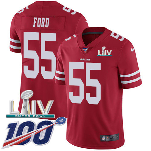 Nike 49ers #55 Dee Ford Red Super Bowl LIV 2020 Team Color Youth Stitched NFL 100th Season Vapor Limited Jersey