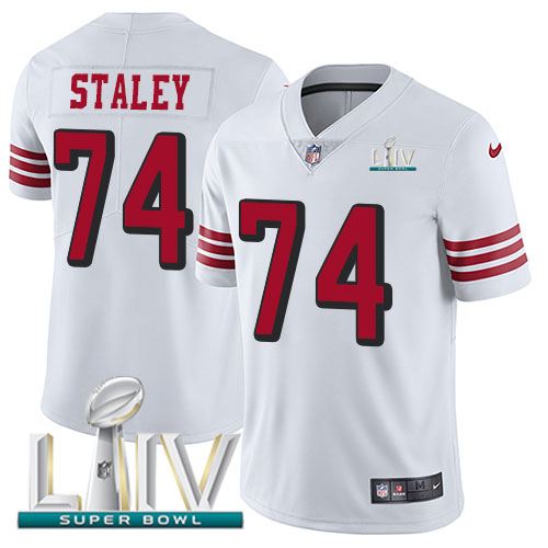 Nike 49ers #74 Joe Staley White Super Bowl LIV 2020 Rush Youth Stitched NFL Vapor Untouchable Limited Jersey