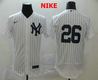 Men's New York Yankees #26 DJ LeMahieu White Home No Name Stitched MLB Flex Base Nike Jersey