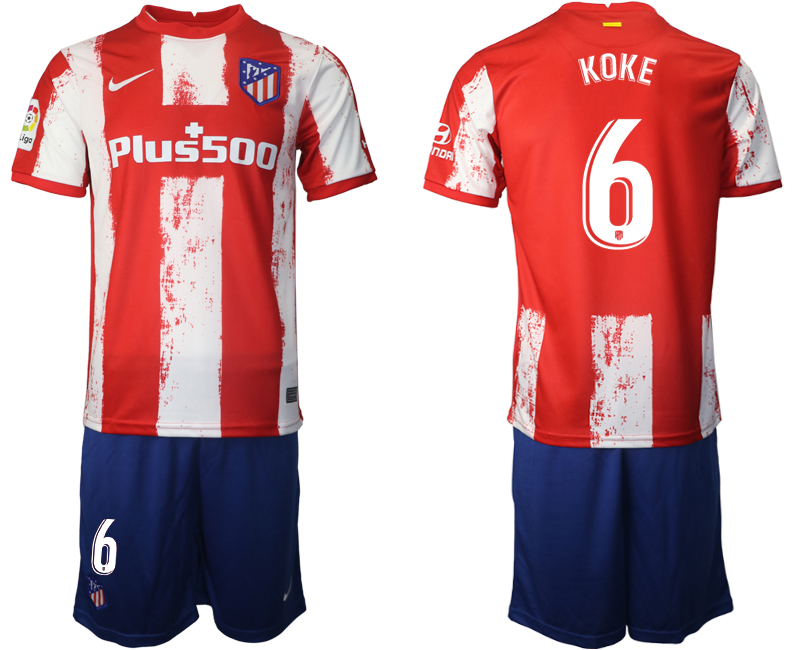 2021-22 Atlético Madrid home 6# KOKE soccer jerseys