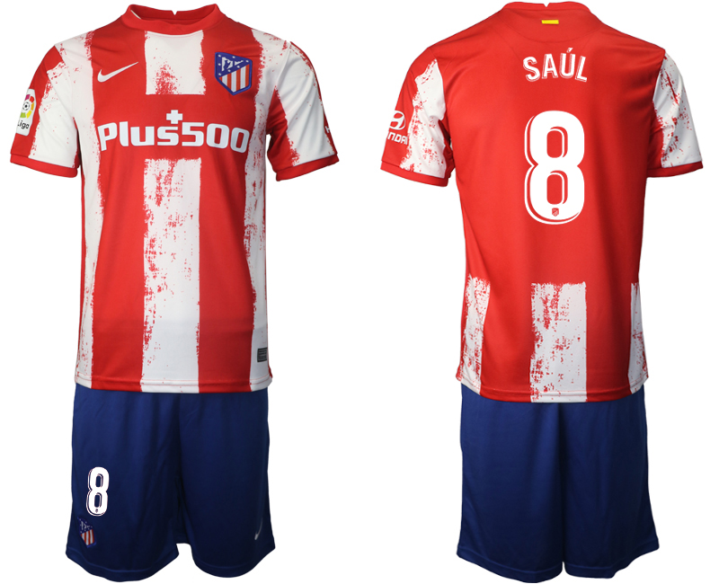 2021-22 Atlético Madrid home 8# SAUL soccer jerseys