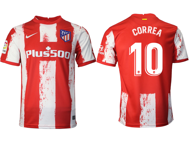 2021-22 Atlético Madrid home aaa version 10# CORREA soccer jerseys