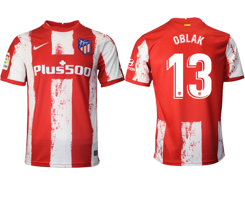 2021-22 Atlético Madrid home aaa version 13# OBLAK soccer jerseys