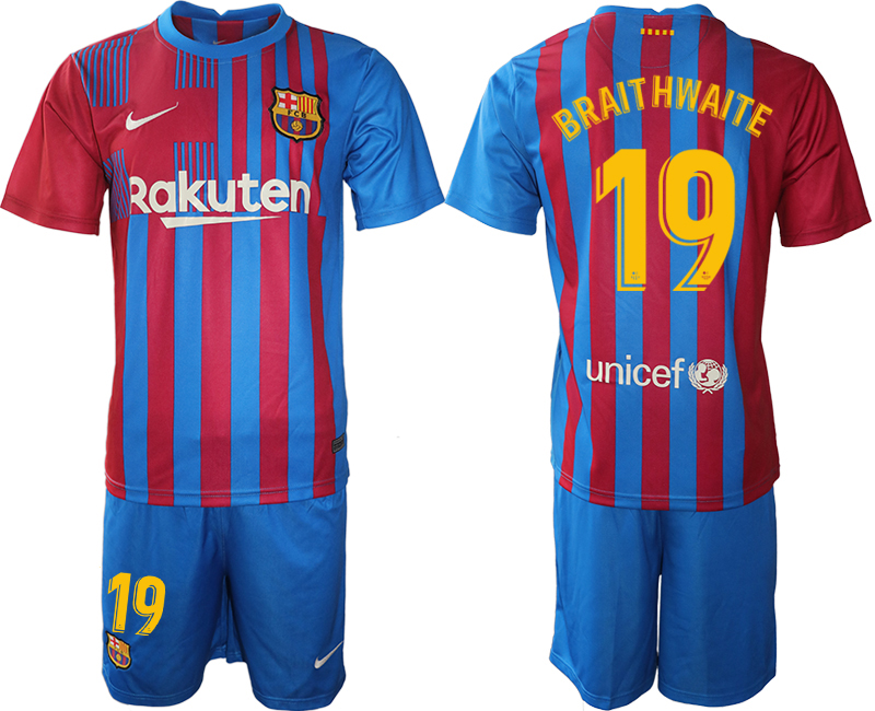 2021-22 Barcelona home 19# BRAITHWAITE soccer jerseys