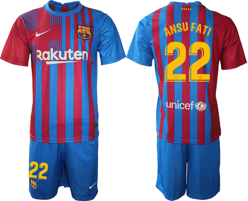 2021-22 Barcelona home 22# ANSU FATI soccer jerseys