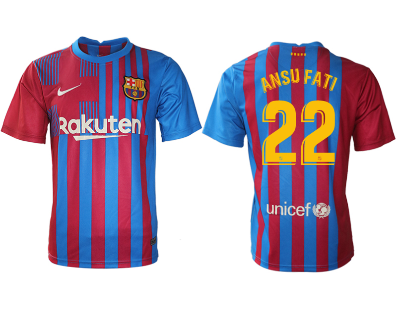 2021-22 Barcelona home aaa version 22# ANSU FATI soccer jerseys