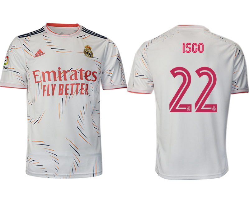 2021-22 Real Madrid home aaa version 22# ISCO soccer jerseys