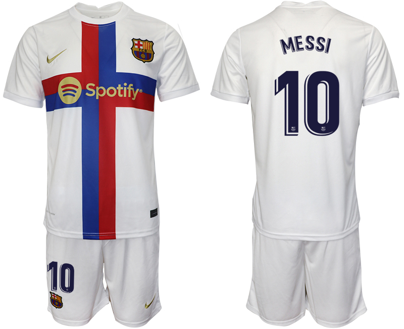 2022-2023 Barcelona 10 MESSI white away jerseys Suit