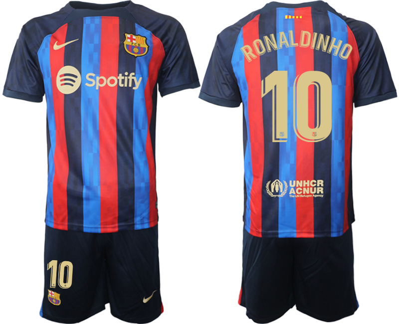 2022-2023 Barcelona 10 RONALDINHO home jerseys Suit