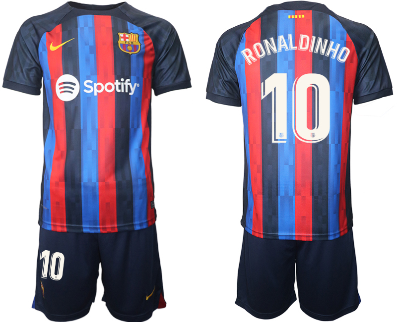 2022-2023 Barcelona 10 RONALDINHO home jerseys Suit