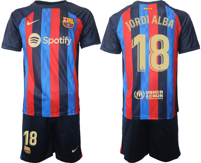 2022-2023 Barcelona 18 JORDI ALBA home jerseys Suit