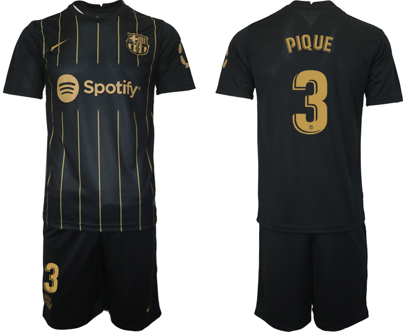 2022-2023 Barcelona 3 PIQUE Black away jerseys Suit